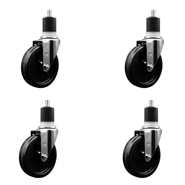 5'' Phenolic Wheel Swivel 1-7/8'' Expanding Stem Caster Set, 4PK